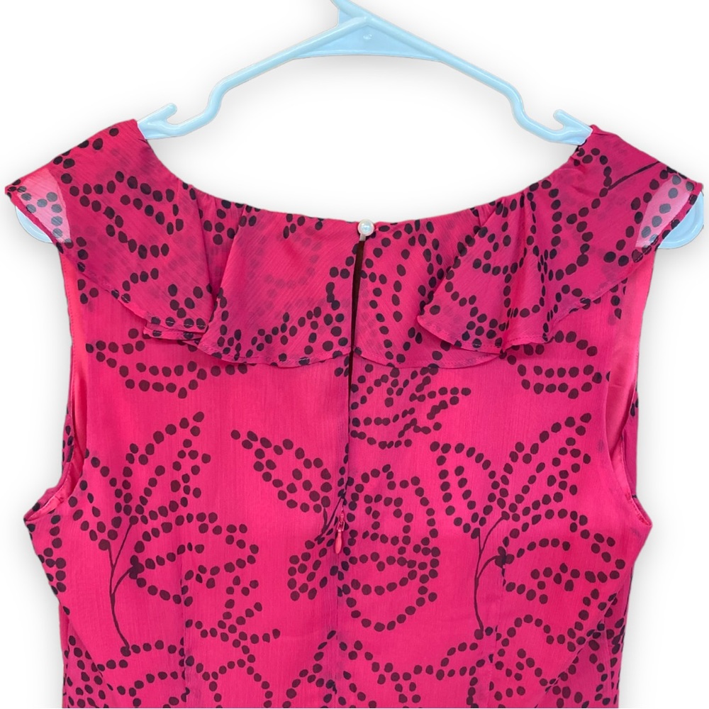 Karl Lagerfeld Paris Sleeveless Ruffle Polka Dot Floral Printed Dress Size 6 - Picture 5 of 6